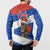 Chile Christmas Button Sweatshirt with Moai Statues Santa Hats Snowflakes and Flag Colors Design - Wonder Print Shop