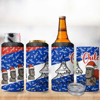 Chile Christmas 4 in 1 Can Cooler Tumbler with Moai Statues Santa Hats Snowflakes and Flag Colors Design - Wonder Print Shop