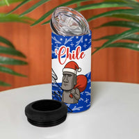 Chile Christmas 4 in 1 Can Cooler Tumbler with Moai Statues Santa Hats Snowflakes and Flag Colors Design - Wonder Print Shop