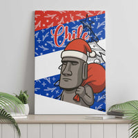 Chile Christmas Canvas Wall Art with Moai Statues Santa Hats Snowflakes and Flag Colors Design - Wonder Print Shop