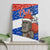 Chile Christmas Canvas Wall Art with Moai Statues Santa Hats Snowflakes and Flag Colors Design - Wonder Print Shop