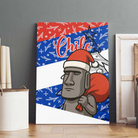Chile Christmas Canvas Wall Art with Moai Statues Santa Hats Snowflakes and Flag Colors Design - Wonder Print Shop
