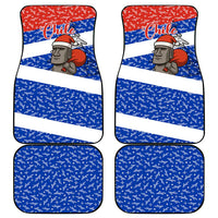 Chile Christmas Car Mats with Moai Statues Santa Hats Snowflakes and Flag Colors Design - Wonder Print Shop