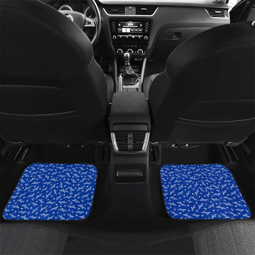 Chile Christmas Car Mats with Moai Statues Santa Hats Snowflakes and Flag Colors Design - Wonder Print Shop