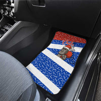 Chile Christmas Car Mats with Moai Statues Santa Hats Snowflakes and Flag Colors Design - Wonder Print Shop