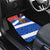 Chile Christmas Car Mats with Moai Statues Santa Hats Snowflakes and Flag Colors Design - Wonder Print Shop