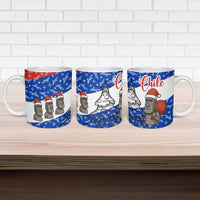 Chile Christmas Ceramic Mug with Moai Statues Santa Hats Snowflakes and Flag Colors Design - Wonder Print Shop