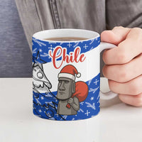 Chile Christmas Ceramic Mug with Moai Statues Santa Hats Snowflakes and Flag Colors Design - Wonder Print Shop