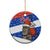Chile Christmas Ceramic Ornament with Moai Statues Santa Hats Snowflakes and Flag Colors Design - Wonder Print Shop