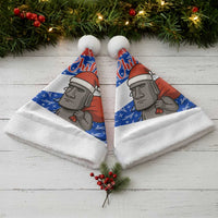 Chile Christmas Santa Hat with Moai Statues Santa Hats Snowflakes and Flag Colors Design - Wonder Print Shop