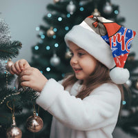 Chile Christmas Santa Hat with Moai Statues Santa Hats Snowflakes and Flag Colors Design - Wonder Print Shop