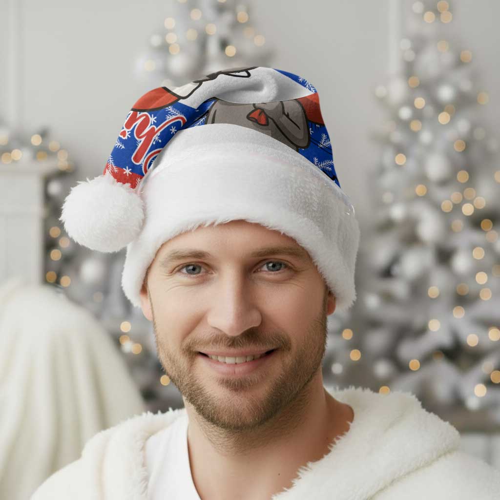 Chile Christmas Santa Hat with Moai Statues Santa Hats Snowflakes and Flag Colors Design - Wonder Print Shop