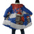 Chile Christmas Cloak with Moai Statues Santa Hats Snowflakes and Flag Colors Design - Wonder Print Shop