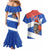 Chile Christmas Couples Matching Mermaid Dress and Hawaiian Shirt with Moai Statues Santa Hats Snowflakes and Flag Colors Design - Wonder Print Shop