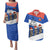 Chile Christmas Couples Matching Puletasi and Hawaiian Shirt with Moai Statues Santa Hats Snowflakes and Flag Colors Design - Wonder Print Shop