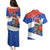 Chile Christmas Couples Matching Puletasi and Hawaiian Shirt with Moai Statues Santa Hats Snowflakes and Flag Colors Design - Wonder Print Shop