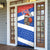 Chile Christmas Door Cover with Moai Statues Santa Hats Snowflakes and Flag Colors Design - Wonder Print Shop