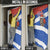 Chile Christmas Door Cover with Moai Statues Santa Hats Snowflakes and Flag Colors Design - Wonder Print Shop