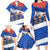 Chile Christmas Family Matching Long Sleeve Bodycon Dress and Hawaiian Shirt with Moai Statues Santa Hats Snowflakes and Flag Colors Design - Wonder Print Shop