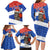 Chile Christmas Family Matching Long Sleeve Bodycon Dress and Hawaiian Shirt with Moai Statues Santa Hats Snowflakes and Flag Colors Design - Wonder Print Shop