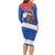 Chile Christmas Family Matching Long Sleeve Bodycon Dress and Hawaiian Shirt with Moai Statues Santa Hats Snowflakes and Flag Colors Design - Wonder Print Shop