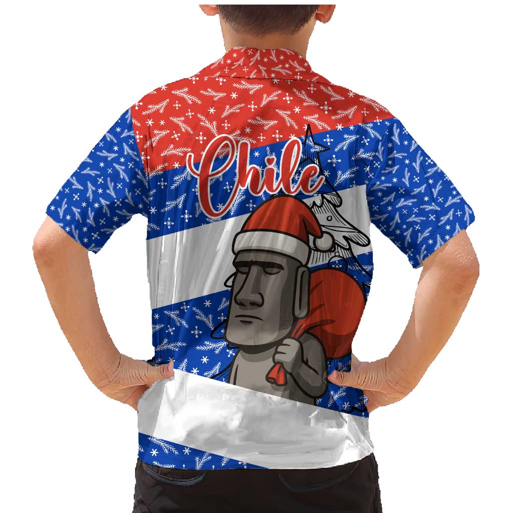 Chile Christmas Family Matching Mermaid Dress and Hawaiian Shirt with Moai Statues Santa Hats Snowflakes and Flag Colors Design - Wonder Print Shop