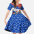 Chile Christmas Family Matching Mermaid Dress and Hawaiian Shirt with Moai Statues Santa Hats Snowflakes and Flag Colors Design - Wonder Print Shop