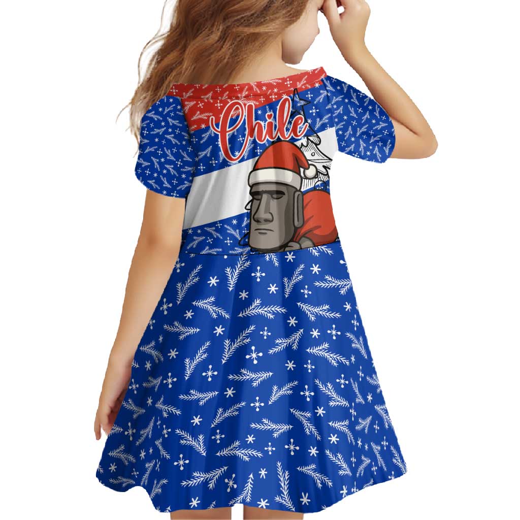 Chile Christmas Family Matching Mermaid Dress and Hawaiian Shirt with Moai Statues Santa Hats Snowflakes and Flag Colors Design - Wonder Print Shop