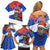 Chile Christmas Family Matching Off Shoulder Short Dress and Hawaiian Shirt with Moai Statues Santa Hats Snowflakes and Flag Colors Design - Wonder Print Shop