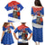 Chile Christmas Family Matching Puletasi and Hawaiian Shirt with Moai Statues Santa Hats Snowflakes and Flag Colors Design - Wonder Print Shop