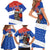 Chile Christmas Family Matching Short Sleeve Bodycon Dress and Hawaiian Shirt with Moai Statues Santa Hats Snowflakes and Flag Colors Design - Wonder Print Shop