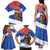 Chile Christmas Family Matching Tank Maxi Dress and Hawaiian Shirt with Moai Statues Santa Hats Snowflakes and Flag Colors Design - Wonder Print Shop