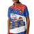 Chile Christmas Kid Polo Shirt with Moai Statues Santa Hats Snowflakes and Flag Colors Design - Wonder Print Shop