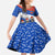 Chile Christmas Kid Short Sleeve Dress with Moai Statues Santa Hats Snowflakes and Flag Colors Design - Wonder Print Shop