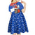 Chile Christmas Kid Short Sleeve Dress with Moai Statues Santa Hats Snowflakes and Flag Colors Design - Wonder Print Shop