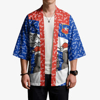 Chile Christmas Kimono with Moai Statues Santa Hats Snowflakes and Flag Colors Design - Wonder Print Shop