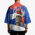Chile Christmas Kimono with Moai Statues Santa Hats Snowflakes and Flag Colors Design - Wonder Print Shop