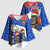 Chile Christmas Kimono Sleeve Blouse with Moai Statues Santa Hats Snowflakes and Flag Colors Design - Wonder Print Shop