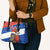 Chile Christmas Leather Bag with Moai Statues Santa Hats Snowflakes and Flag Colors Design - Wonder Print Shop