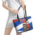 Chile Christmas Leather Tote Bag with Moai Statues Santa Hats Snowflakes and Flag Colors Design - Wonder Print Shop