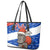 Chile Christmas Leather Tote Bag with Moai Statues Santa Hats Snowflakes and Flag Colors Design - Wonder Print Shop