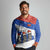 Chile Christmas Long Sleeve Polo Shirt with Moai Statues Santa Hats Snowflakes and Flag Colors Design - Wonder Print Shop