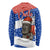 Chile Christmas Long Sleeve Shirt with Moai Statues Santa Hats Snowflakes and Flag Colors Design - Wonder Print Shop