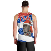Chile Christmas Men Tank Top with Moai Statues Santa Hats Snowflakes and Flag Colors Design - Wonder Print Shop