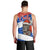 Chile Christmas Men Tank Top with Moai Statues Santa Hats Snowflakes and Flag Colors Design - Wonder Print Shop