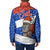 Chile Christmas Padded Jacket with Moai Statues Santa Hats Snowflakes and Flag Colors Design - Wonder Print Shop