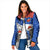 Chile Christmas Padded Jacket with Moai Statues Santa Hats Snowflakes and Flag Colors Design - Wonder Print Shop