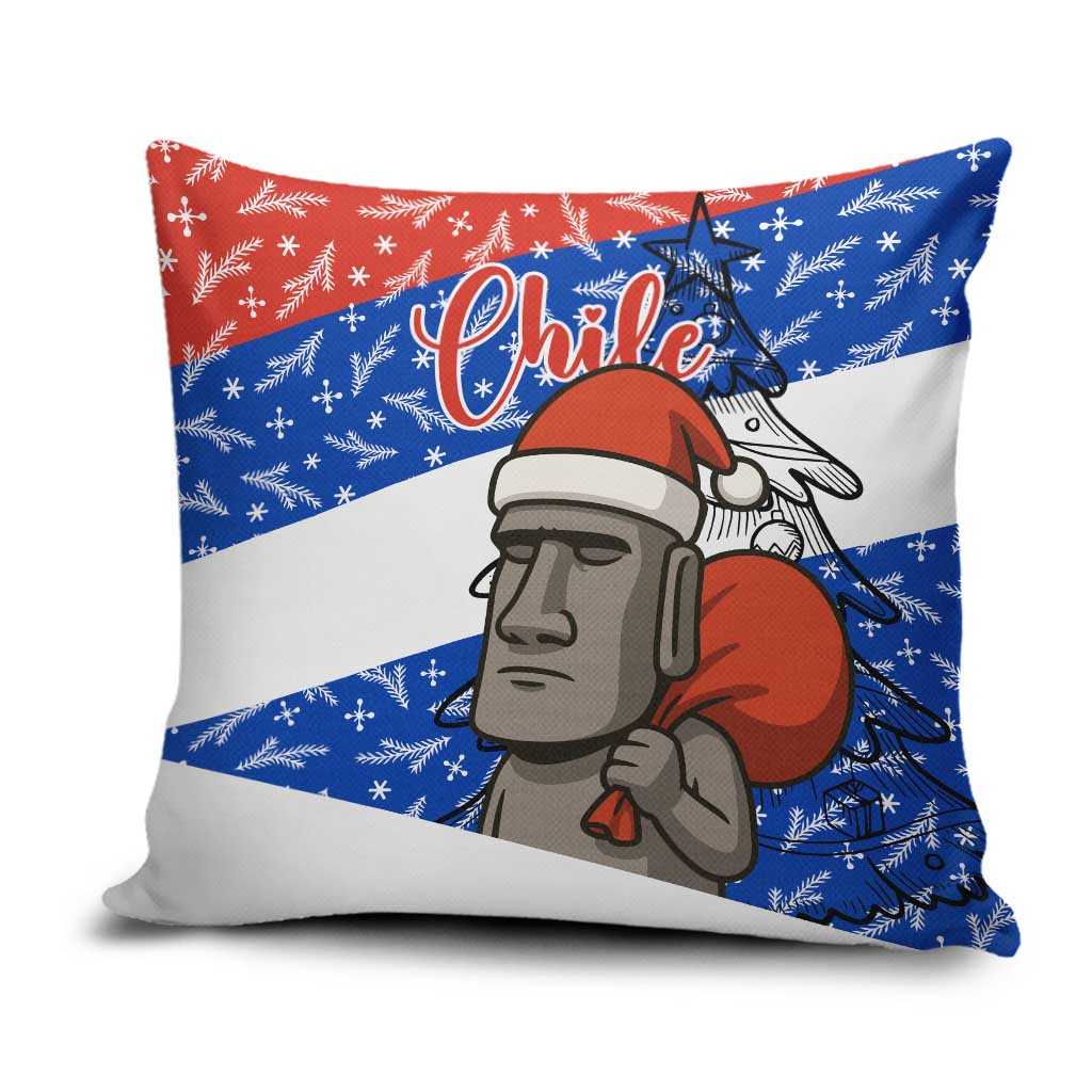 Chile Christmas Pillow Cover with Moai Statues Santa Hats Snowflakes and Flag Colors Design - Wonder Print Shop