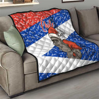 Chile Christmas Quilt with Moai Statues Santa Hats Snowflakes and Flag Colors Design - Wonder Print Shop