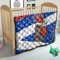 Chile Christmas Quilt with Moai Statues Santa Hats Snowflakes and Flag Colors Design - Wonder Print Shop